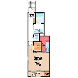 MILLWHEEL1 1Kの間取図画像