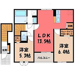 テラス ハックベリー 2LDKの間取図画像
