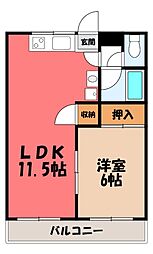 コミューン岩嶋A 1LDKの間取図画像