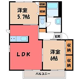 アスナロB 2LDKの間取図画像