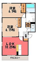 トレ・リザイアB 2LDKの間取図画像