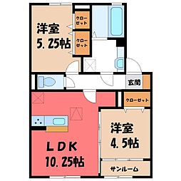コンフォートレジデンス宮子A 2LDKの間取図画像