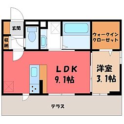 前橋市南町3丁目アパート 1LDKの間取図画像