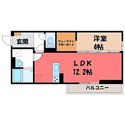 イーステージ大橋町 1LDKの間取図画像