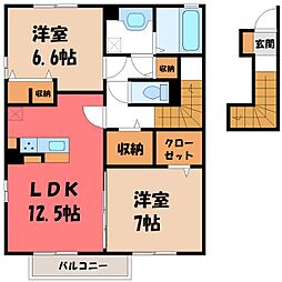 フォンティーヌA 2LDKの間取図画像