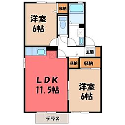 ドエル福島B 2LDKの間取図画像