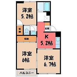 ペアパレス 3Kの間取図画像