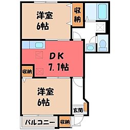 カリーノ・トゥッティA 2DKの間取図画像