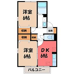 エクセランA 2DKの間取図画像