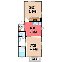 フォルトゥーナ B  ｜ 群馬県伊勢崎市境東新井（賃貸アパート2K・2階・40.69㎡） その2