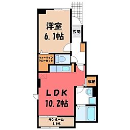 シャルマン 1LDKの間取図画像