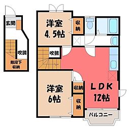 ローズヒルN 2LDKの間取図画像