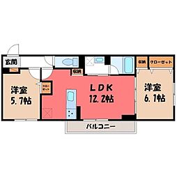 D-Luxe中居町 2LDKの間取図画像