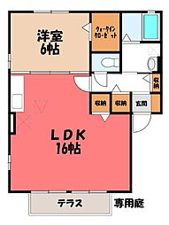 ドエル福島C 1LDKの間取図画像
