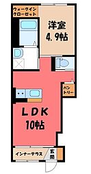キャット・テール 1LDKの間取図画像