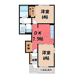 ハーモニー・ベル2 2DKの間取図画像