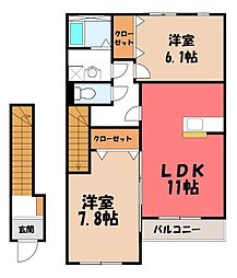 グランディール 2LDKの間取図画像