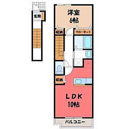 ヴィラKarasawaB 1LDKの間取図画像