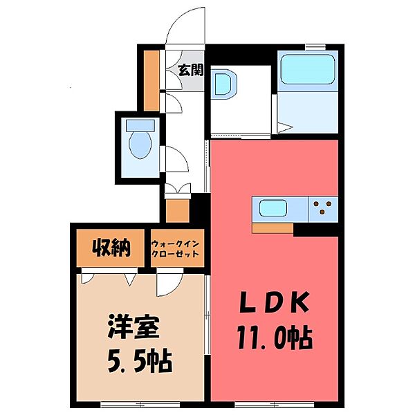 リヴェール・ヴィラ ｜群馬県伊勢崎市境栄(賃貸アパート1LDK・1階・42.73㎡)の写真 その2