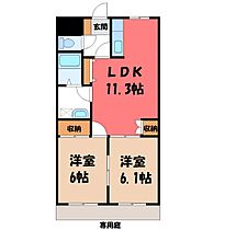 群馬県伊勢崎市茂呂南町（賃貸アパート2LDK・1階・49.50㎡） その2