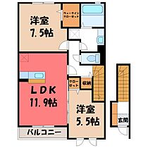 群馬県伊勢崎市境女塚（賃貸アパート2LDK・2階・65.00㎡） その2