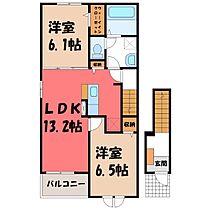 群馬県伊勢崎市田中島町（賃貸アパート2LDK・2階・59.55㎡） その2