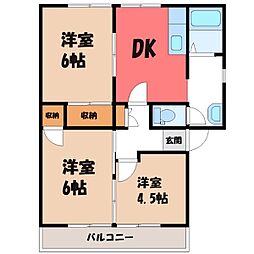 JR両毛線 伊勢崎駅 徒歩17分の賃貸アパート 1階3DKの間取り