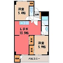 群馬県伊勢崎市寿町（賃貸マンション2LDK・3階・54.30㎡） その2