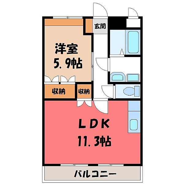 響ガーデンレジデンス ｜群馬県伊勢崎市韮塚町(賃貸アパート1LDK・2階・41.04㎡)の写真 その2