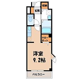 JR両毛線 伊勢崎駅 バス15分 連取町下車 徒歩6分の賃貸アパート 2階ワンルームの間取り