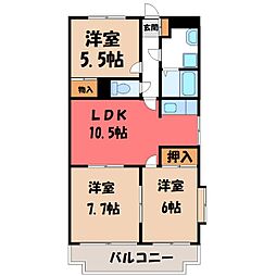 東武伊勢崎線 伊勢崎駅 4.4kmの賃貸マンション 1階3LDKの間取り