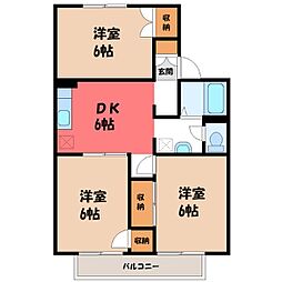 JR高崎線 新町駅 5.2kmの賃貸アパート 1階3DKの間取り