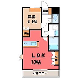 東武伊勢崎線 剛志駅 徒歩20分の賃貸アパート 2階1LDKの間取り