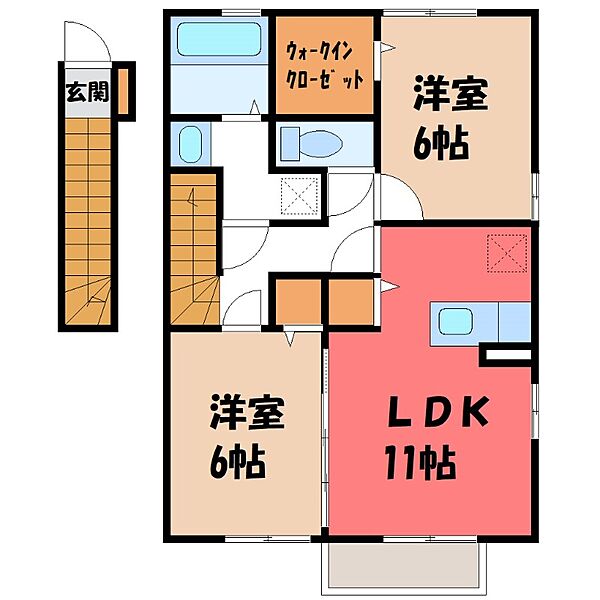 アポロ ｜群馬県伊勢崎市太田町(賃貸アパート2LDK・2階・63.34㎡)の写真 その2