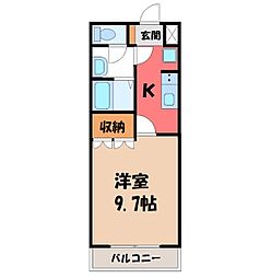 JR両毛線 伊勢崎駅 4.2kmの賃貸アパート 2階1Kの間取り
