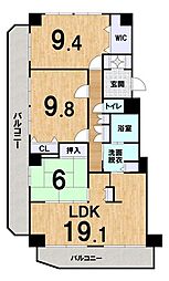キャッスルハイツ柳山津興 3LDKの間取図画像