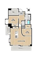 プリミエール勝川 2LDKの間取図画像