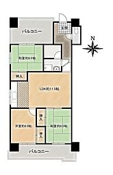 カーサ平安 3LDKの間取図画像