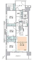 コスモシティ横浜石川町 3LDKの間取図画像