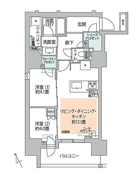 使い勝手の良い2LDK