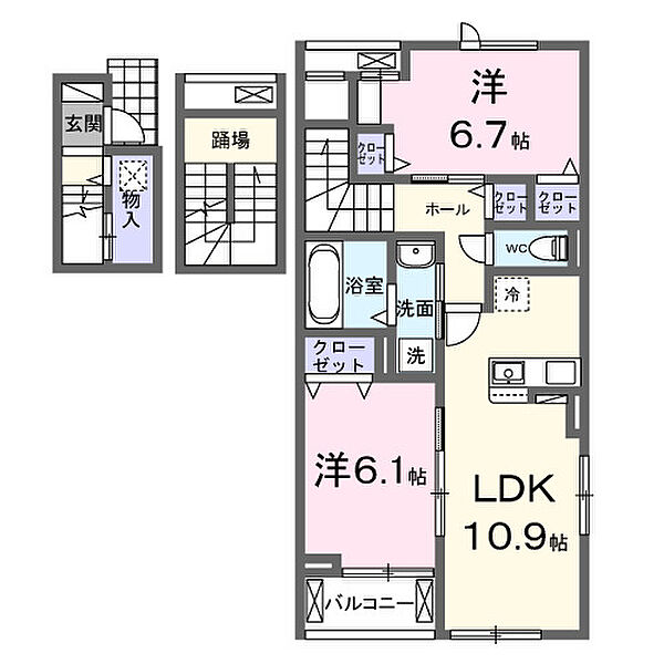 エバー・ピークスI 301｜愛知県豊川市西豊町3丁目(賃貸アパート2LDK・3階・66.02㎡)の写真 その2