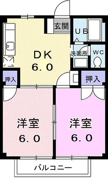 シティハイツ天伯 202｜愛知県蒲郡市三谷町前田(賃貸アパート2DK・2階・39.60㎡)の写真 その2