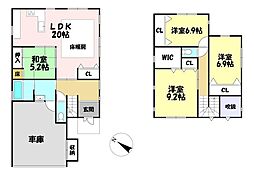 中古戸建 東近江市中野町 4LDKの間取り
