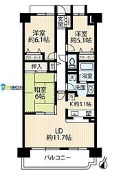 パストラルハイム米山弐番館 3LDKの間取図画像