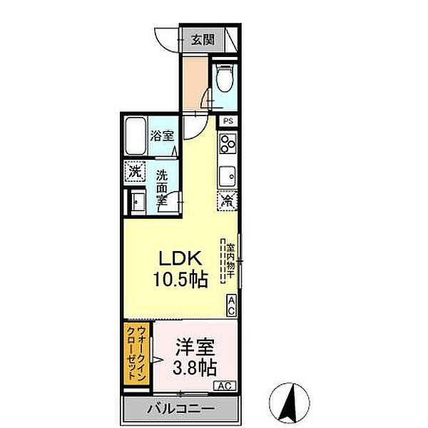 D-residence中央公園 202｜広島県福山市明治町(賃貸アパート1LDK・2階・36.94㎡)の写真 その2