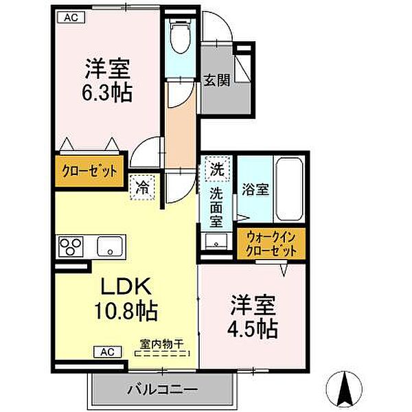 ソレイユ・ミリマ 101｜広島県福山市御幸町大字森脇(賃貸アパート2LDK・1階・51.15㎡)の写真 その2