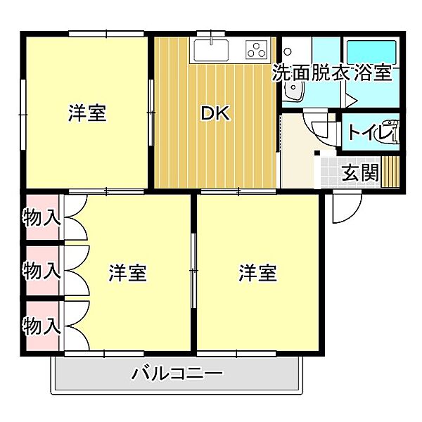 ロアールA 202（※）｜広島県福山市駅家町大字万能倉(賃貸アパート3DK・2階・56.46㎡)の写真 その2