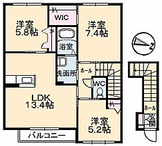 ベルナティオ近田 202 ｜ 広島県福山市駅家町大字近田311-2（賃貸アパート3LDK・2階・77.55㎡） その2