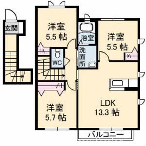 オレンジホップ　Ｂ棟 ｜香川県高松市林町(賃貸アパート3LDK・2階・70.43㎡)の写真 その2