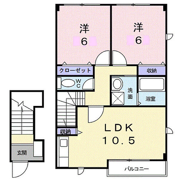 アロッジオＫ3　Ｂ 203｜香川県高松市川部町(賃貸アパート2LDK・2階・56.48㎡)の写真 その2